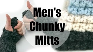 How To Crochet Mens Chunky Mitts Episode 369 [upl. by Enived]