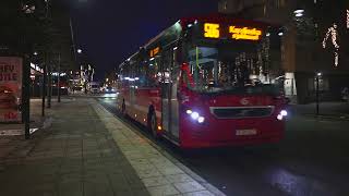 Sweden Stockholm bus 506 night ride from Sundbybergs station to Karolinska sjukhuset [upl. by Nerval]