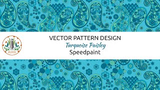 Turquoise Paisley Fabric pattern design Vector Speedpaint [upl. by Rawley98]