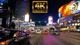 Las Vegas Strip drive at night 4K video [upl. by Etnemelc]