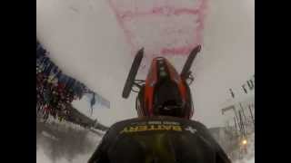 Jussi Seljas  Showdown Snowmobile Backflip accident helmet cam [upl. by Ahsil]