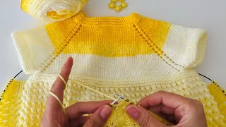 1 YUMAKTAN 23 BEBEK YELEĞİ💛YAPIMI AŞIRI KOLAY YAKADAN BAŞLAMA BEBEK YELEĞİ ANLATIMI💛babyknitting [upl. by Ferguson939]