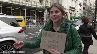 Interviewing Russians protesting Putin and the Russian Election at the consulate in New York City [upl. by Dett]