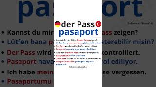 Almanca Der Pass Pasaport Kelimesi ile Örnek Cümleler almanca deutsch almancakelime german [upl. by Celtic]