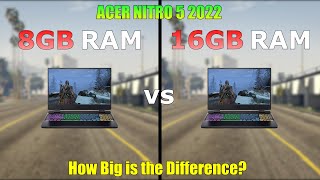 8GB RAM vs 16GB RAM  Acer Nitro 5 2022  Gaming Test  How Big is the Difference [upl. by Akinam]