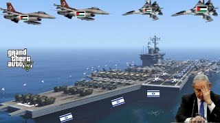 Israeli Navy Aircraft Carrier Badly Destroyed by Irani Fighter Jets in Jerusalem Sea  GTA 5 [upl. by Olson]