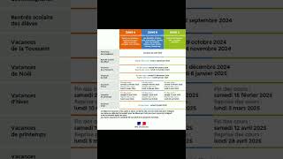 Calendrier des vacances scolaires 2024 2025 en France [upl. by Obel151]