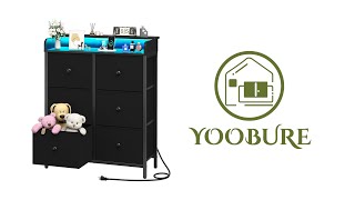 ✨Yoobure Bedroom Dresser with Charging Station 6Drawer Chest Furniture with LED Lights✨ [upl. by Ybanrab]