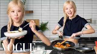 Rosé Cooks Kimchi Fried Rice Dinner  Now Serving  Vogue [upl. by Gaudette980]