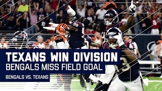 Texans Clinch Division as Bengals Miss FG in the Last Seconds of the Game  NFL Week 16 Highlights [upl. by Ihsakat505]