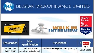 Job in Belstar Microfinance Ltd  Belstar  Online Interview  Kolkata location [upl. by Atworth]