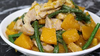 Pork Squash Recipe  Ginisang Kalabasa with pork and sitaw [upl. by Lianne]