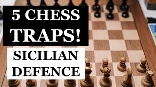 5 Chess Traps You Must Know In Sicilian Defense [upl. by Symer]