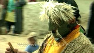 Mask dance by the lamas during annual festival Yuru Kabgyat at Lamarayu monastery [upl. by Sachi37]