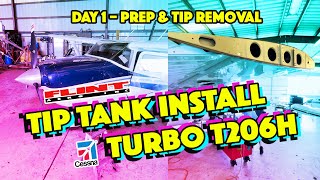 Cessna Tip Tank Install Series – T206H Turbo 206 – Day 1 [upl. by Wickner887]