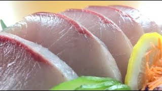 Eating Japanese food Sashimi quotTennen hamachi sashimiquot ASMR [upl. by Cirtap937]