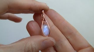 Mini Pendant with cabochon Wire Wrap Tutorial beginner [upl. by Ribak]