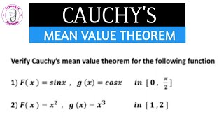 Cauchys Mean Value Theorem  Mean Value Theorem [upl. by Yenmor784]