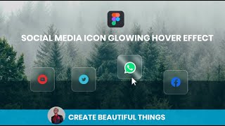 How to create a shiny glass social media icon hover effect in figma  Glassmorphism 2022 [upl. by Drucill]