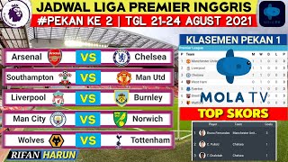 Jadwal Liga Inggris Pekan 2  Arsenal vs Chelsea  Klasemen Premier League 2021  Live Mola Tv [upl. by Weasner61]