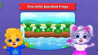 Five Little Speckled Frogs Nursery Rhyme Kids songs Lucas and friends [upl. by Tersina]