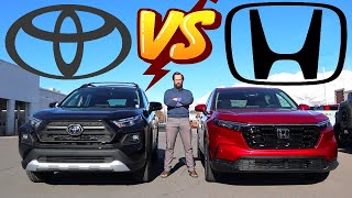 2024 Honda CRV vs 2024 Toyota RAV4 Which Japanese SUV Is Best [upl. by Adnalohs]