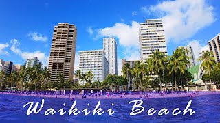 【4K】𝐖𝐀𝐋𝐊 🇺🇸 Scenes by the Water in Waikiki Beach [upl. by Enneirda967]