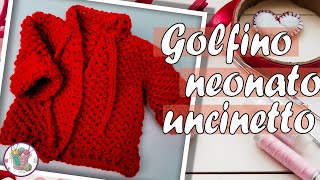 GOLFINO NEONATO Tutorial Uncinetto punto rete  Cardigan per bambino alluncinetto punto rete [upl. by Colette980]