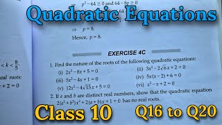 Ex 4C Q16 to Q20 Class 10 Quadratic Equations  RS Aggarwal  Chapter 4 CBSE  Rajmith study [upl. by Shipman503]