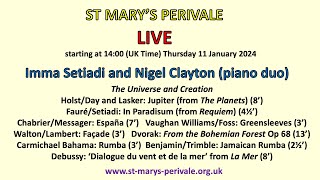 St Marys Perivale LIVE  Imma Setiadi amp Nigel Clayton piano duo [upl. by Gibrian]