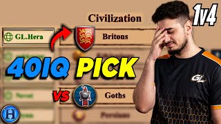 The 40IQ Britons Pick vs Goths  1v4 AoE2 [upl. by Merriman]