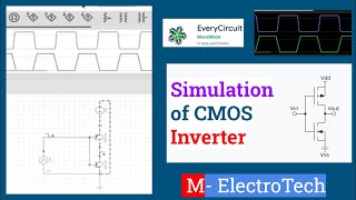 simulation of CMOS Inverter circuit by using Everycircuit app [upl. by Wachtel]