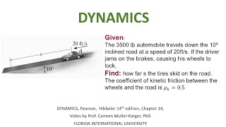 DYNAMICS Example 1432 Principle of Work and Energy [upl. by Zenas]