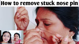 how to remove stuck nose pin in easiest way  classy prachi [upl. by Larue]