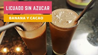 Licuado de banana y cacao sin azúcar  Congela las bananas para postre [upl. by Agathy]