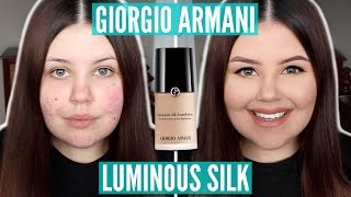 First Impressions  Giorgio Armani Luminous Silk Foundation Acne ScarringDry Skin [upl. by Thilda]