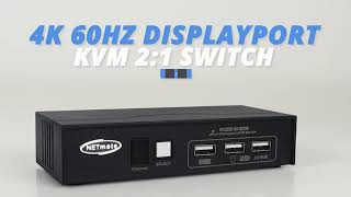 넷메이트 Displayport KVM 스위치 4K60Hz Displayport 2포트 USB콘솔 [upl. by Anisor]