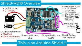 ShieldMD10 10A Motor Driver Shield for Arduino Overview and Getting Started [upl. by Inglebert]