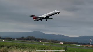 Loganair embraer 145 takeoff at City of derry airport [upl. by Coonan]