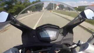 Derbi gpr 125 4t 4v onboard GoPro hero 3 Top speed acceleration overtake [upl. by Nylak17]