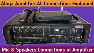 Ahuja Mic Amplifier Speaker Setup amp Installation  Battery Connections  Cordless Mic Connections [upl. by Noivaz226]