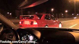 Mercedes Benz E63 AMG vs Mitsubishi Lancer Evo 6 TME [upl. by Greenburg]