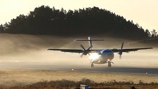 DOTStordflyet ATR42 landing with vortex at Stord airport november 2017 [upl. by Kinzer]