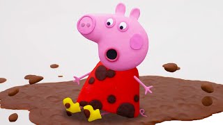 Peppa Jumps in Muddy Puddles ⭐️Kids Animation  PlayDoh Videos [upl. by Lahsram]