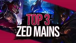 TOP 3 ZED MAINS MONTAGE  Best of ZED99 AIYE LACERATION [upl. by Anaek]