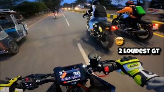 STREET RACE WITH TWO LOUDEST GT650  Duke 390 VS GT650  GT Sound [upl. by Aronle522]