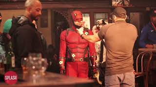 Charlie Cox Filming A Bar Fight Scene With Bullseye At The quotDaredevil Born Againquot Set  08 Feb 2024 [upl. by Yulma]