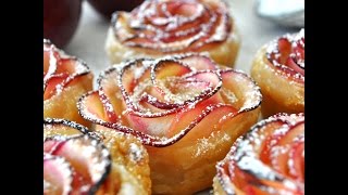 Rose Shaped Apple Baked Dessert by Cooking with Manuela [upl. by Helli]