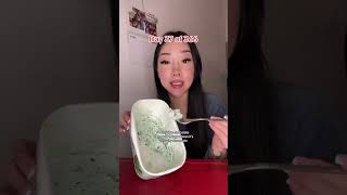 Mint chocolate chip ice cream with a fork hour 😍 eatwithgg ggflavour mukbang mintice mintchocol [upl. by Gnuoy]