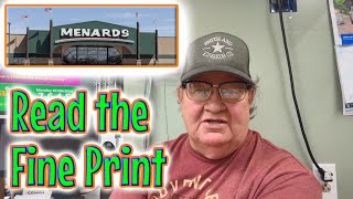 Getting a Refund from Menards  READ the FINE PRINT [upl. by Annawal]